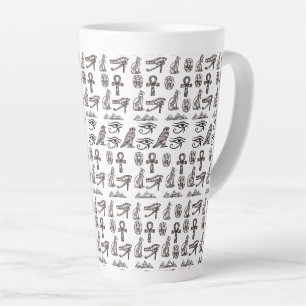 Caneca De Café Latte Padrões Digitais Atemporais de Antiguidades Egípci