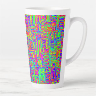 Caneca De Café Latte Padrões Digitalmente Pintados À Mão Artigo 42º