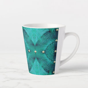 Caneca De Café Latte Padrões do chão estudados em Aqua Blues