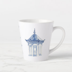 Caneca De Café Latte Pagoda Chinoiserie Blue e White Latte Mug