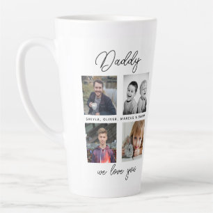 Caneca De Café Latte Pai com Colagem de Fotografias do Pai 4 para Crian