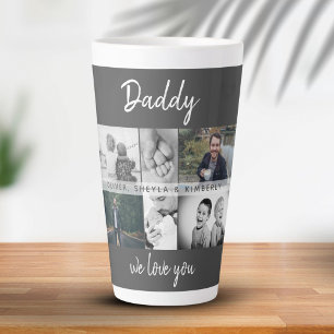 Caneca De Café Latte Pai com Crianças e Colagem de Fotos de Pai Familia