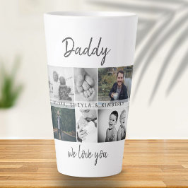 Caneca De Café Latte Pai com Crianças e Família Papai Foto Colagem