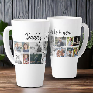 Caneca De Café Latte Pai com Família de Crianças Pai 14 Colagem de Foto