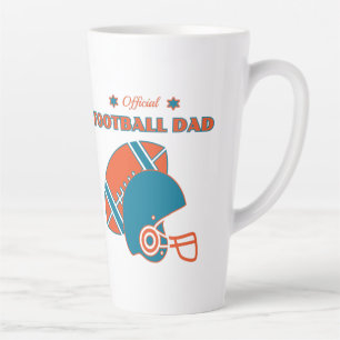 Caneca De Café Latte Pai de futebol amantes da colheita de laranja azul