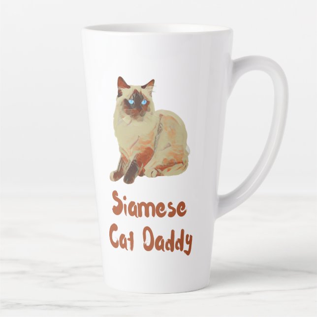 Caneca De Café Latte Pai de Gato Siamês (Direita)