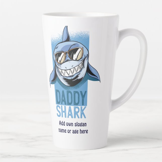 Caneca De Café Latte Pai engraçado, Dia de os pais SHARK Aniversário, O (Direita)