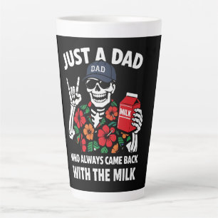 Caneca De Café Latte Pai Esqueleto Engraçado Voltou Com O Leite Pai