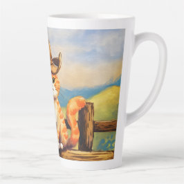 Caneca De Café Latte Pai Gato Pintado com Aquarela