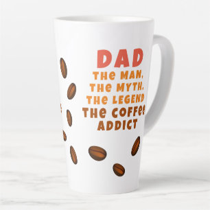 Caneca De Café Latte Pai Homem Mito Lenda Viciado em Café Pai Engraçado