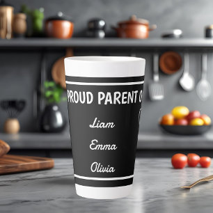 Caneca De Café Latte Pai Orgulhoso de com Nomes Personalizados