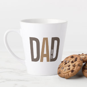 Caneca De Café Latte Pai Personalizado Castanho Moderno Estabelecido