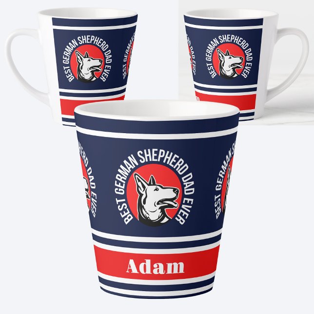 Caneca De Café Latte Pai personalizado de melhor German shepherd nunca (Criador carregado)
