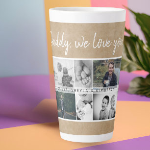Caneca De Café Latte Pai Russo com Colagem de Fotografias de Pai Famili