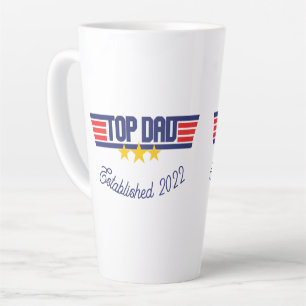 Caneca De Café Latte Pai Superior com Data Editável Estabelecida