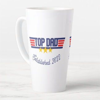 Caneca De Café Latte Pai Superior com Data Editável Estabelecida