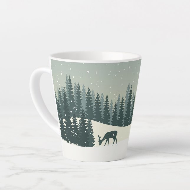 Caneca De Café Latte Paisagem de inverno de Natal (Ângulo esquerdo)