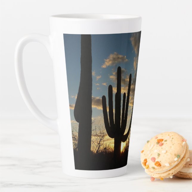 Caneca De Café Latte Paisagem do Deserto de Arizona Saguaro Sunset II (In Situ)