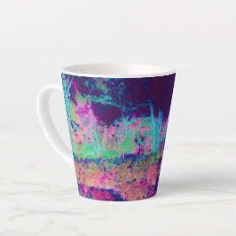 Caneca De Café Latte Paisagem Impressionista Puro e Rosa Quente