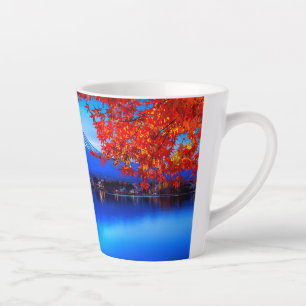 Caneca De Café Latte Paisagem Natural com Fundo Azul-20230