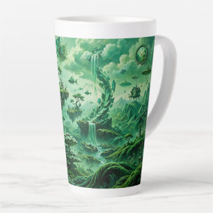 Caneca De Café Latte Paisagens Surreais de Tons de Verde dos Sonhos Esm