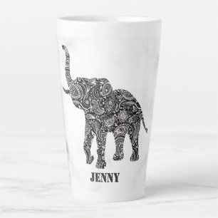 Caneca De Café Latte Paisley Elephant