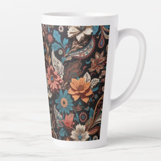 Caneca De Café Latte Paisley Floral (Direita)