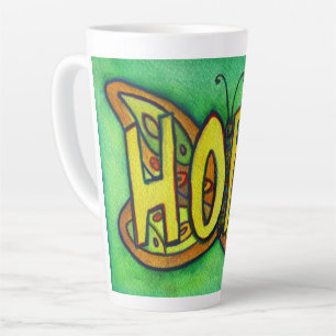 Caneca De Café Latte Palavra-Esperança Arte Verde Taça Wing Taça Latino