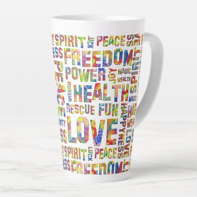 Caneca De Café Latte Palavras do Caminho do Espírito / Pensamento Posit (Ângulo direito)