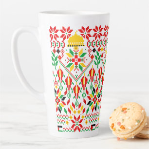 Caneca De Café Latte Palestina Tatreez Embroderia Tradicional