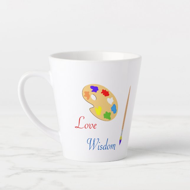 Caneca De Café Latte Paleta de Arte com Pincel e Texto em Branco (Esquerda)