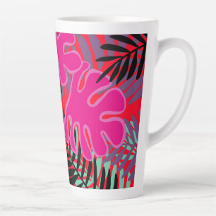 Caneca De Café Latte Palm deixa a lata rosa preta e vermelha latina