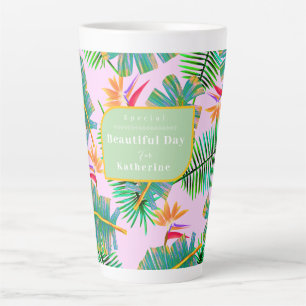 Caneca De Café Latte Palm Paradise Rosa