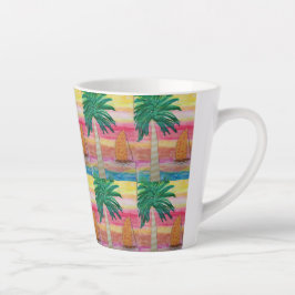 Caneca De Café Latte Palm Tree e Sailboat