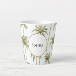 Caneca De Café Latte Palmeiras brancas tropicais