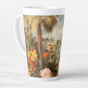 Caneca De Café Latte Palmeiras Tropicais Botânicas Vintage