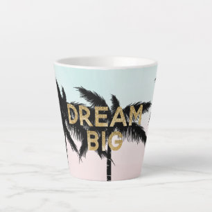 Caneca De Café Latte Palmeiras Tropicais Rosa Hortelã Ombre dourado son