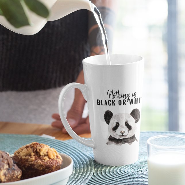 Caneca De Café Latte Panda Negra E Branca Moderna Engraçada Com Citação (Criador carregado)