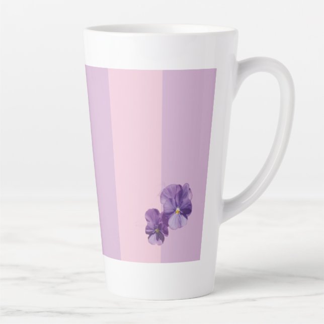 Caneca De Café Latte Pansy Flowers Latte Mug (Direita)