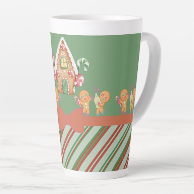 Caneca De Café Latte Pão de Natal Gengibre Casa Chocolate Quente Latão (Ângulo direito)