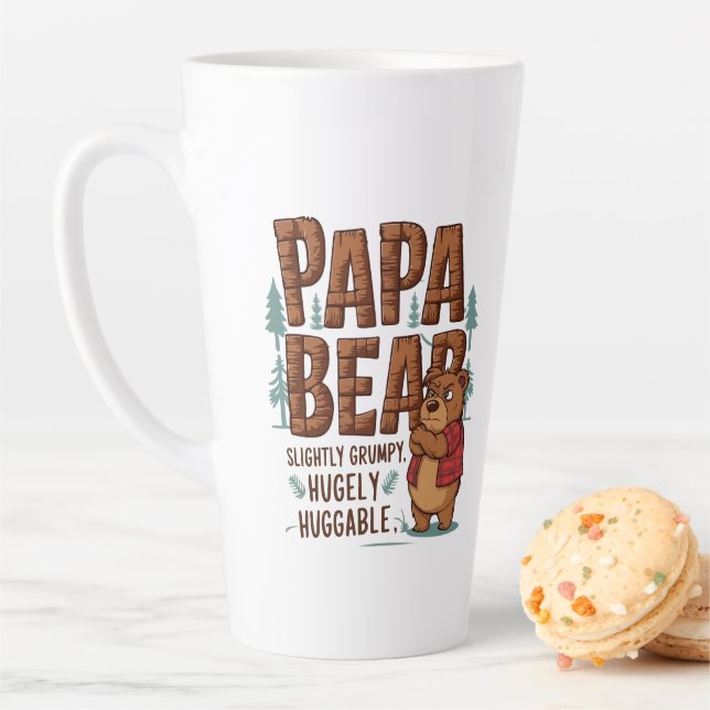 Caneca De Café Latte Papa Bear Vibes - Ligeiramente Grumpy, Hugly Hugga (In Situ)