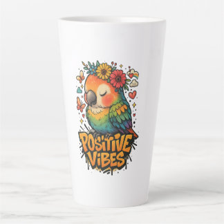 Caneca De Café Latte Papagaio “Vibrações Positivas”