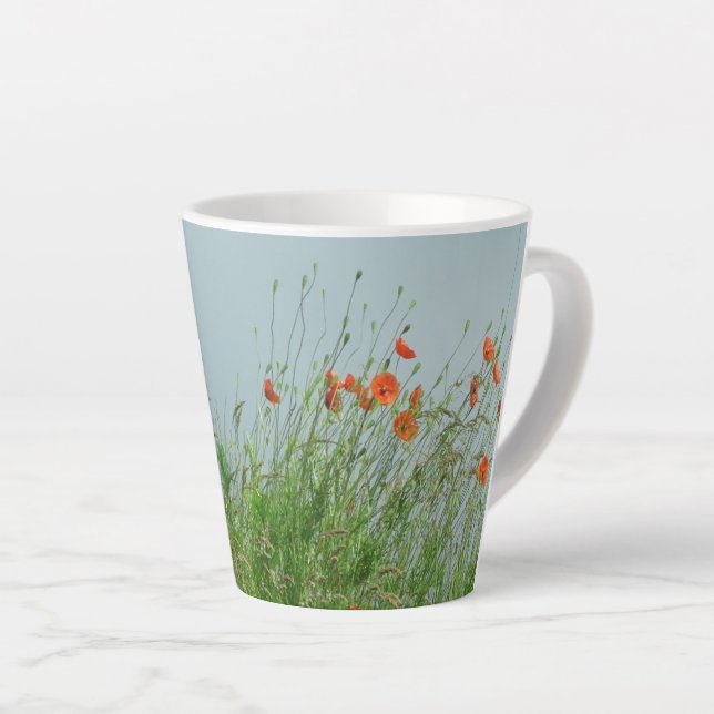 Caneca De Café Latte Papagaios vermelhos florem lata (Ângulo direito)