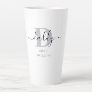 Caneca De Café Latte Papai Elegante Rótulo Monograma de Papai Cinza Pra