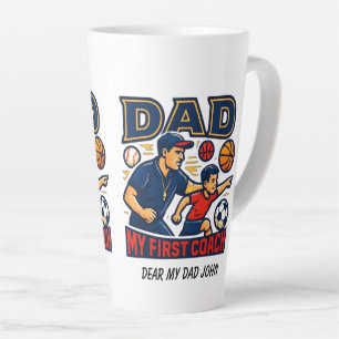 Caneca De Café Latte Papai Meu Primeiro Treinador Dia dos Pais Esportes