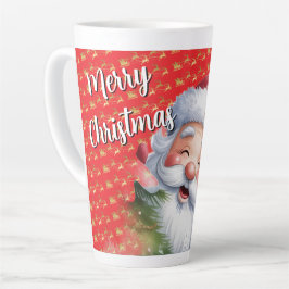 Caneca De Café Latte Papai Noel Bonito e Divertido & Tipografia