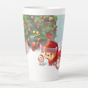Caneca De Café Latte Papai Noel com Árvore de Natal