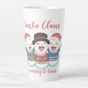 Caneca De Café Latte Papai Noel está vindo para a cidade