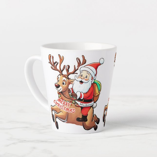Caneca De Café Latte Papai Noel Felry Natal (Ângulo esquerdo)