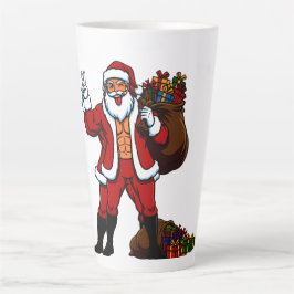 Caneca De Café Latte Papai Noel Sarado Sinal de Paz! Abdômen Riscado e
